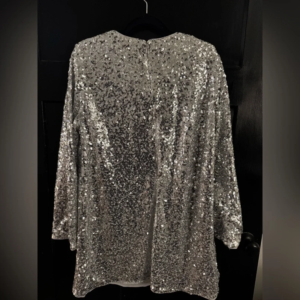 H&M Silver Sequin Mini Dress – Women’s XL – NWT – Party & Holiday Ready! - Picture 6 of 8